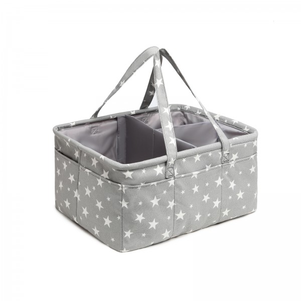 EB2048 - Kono Baby Nappy Caddy Organiser With Storage - Star Print Grey
